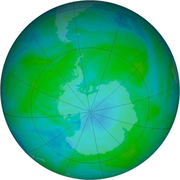 Antarctic ozone map for 17 January 2002